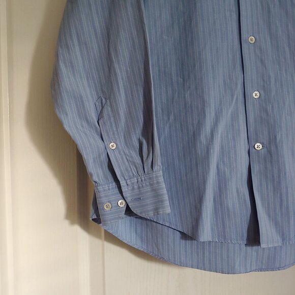John Varvatos Blue Stripe Business Office Button Shirt 42 Italy - Picture 6 of 10